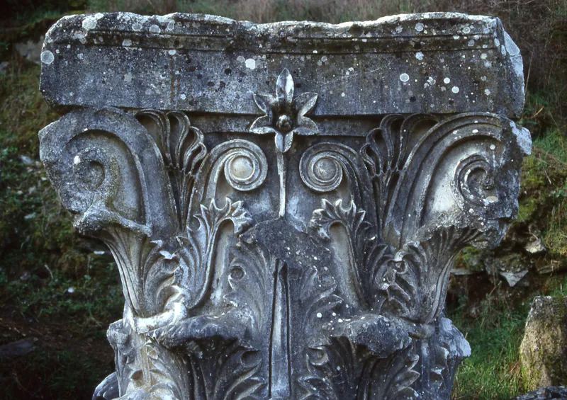 Close-up of a Corinthian capital belonging to the mausoleum